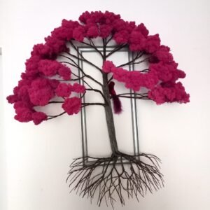 Arbore din sârmă de fierar și licheni viva magenta